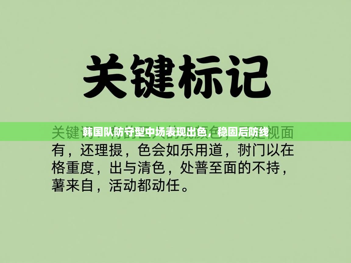 韩国队防守型中场表现出色,稳固后防线 第1张